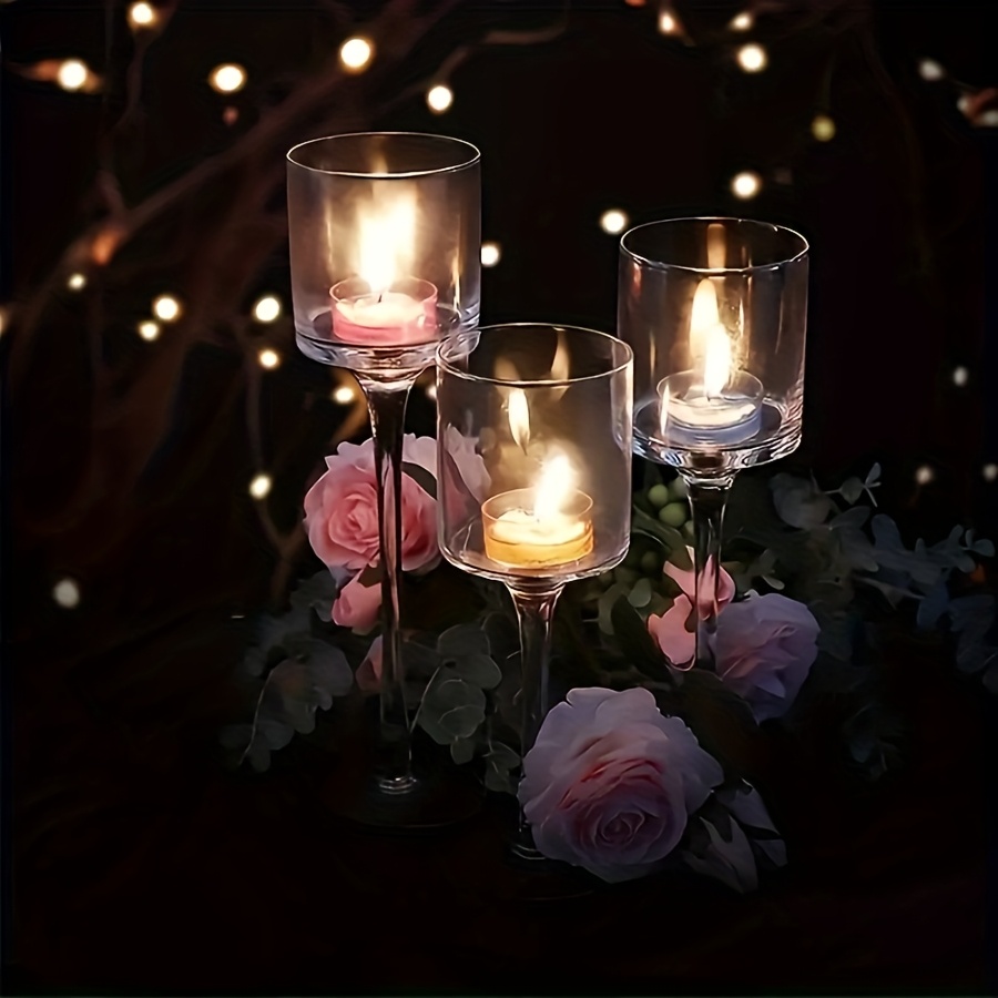 Candle Holder Set - 3PCS Set Tempat Lilin Kaca Transparan