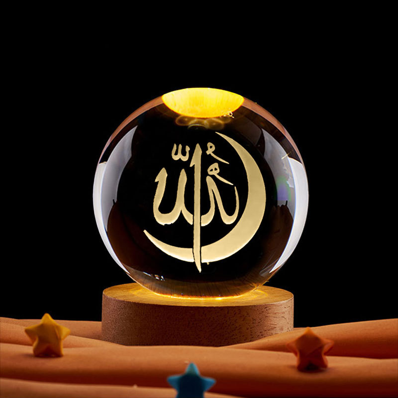 Led Moon Lamp - Dekorasi Ramadan Bola Kristal 3D Lampu