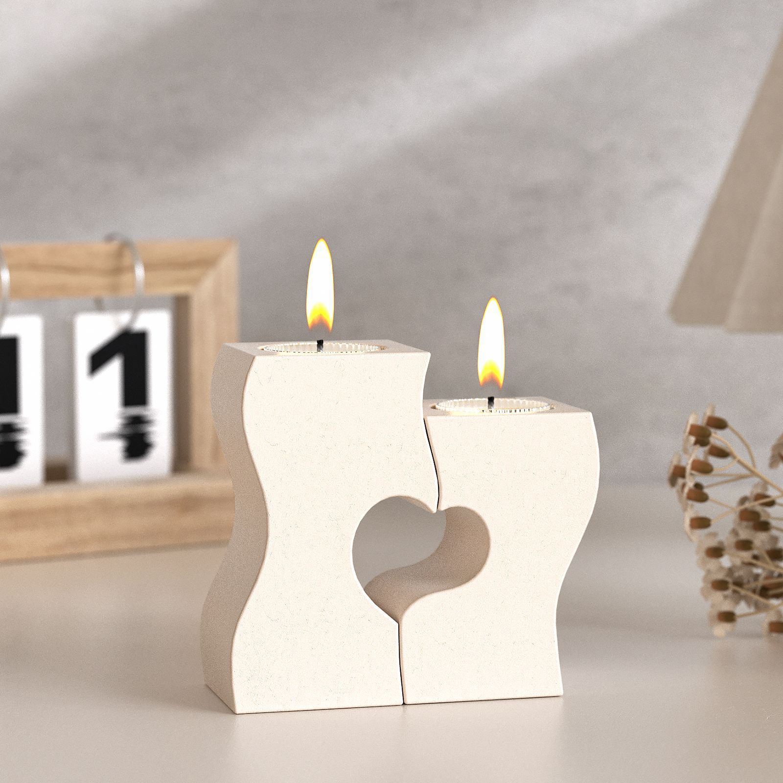 Candle Holder Set - S Cetakan Silikon Lilin Hati DIY