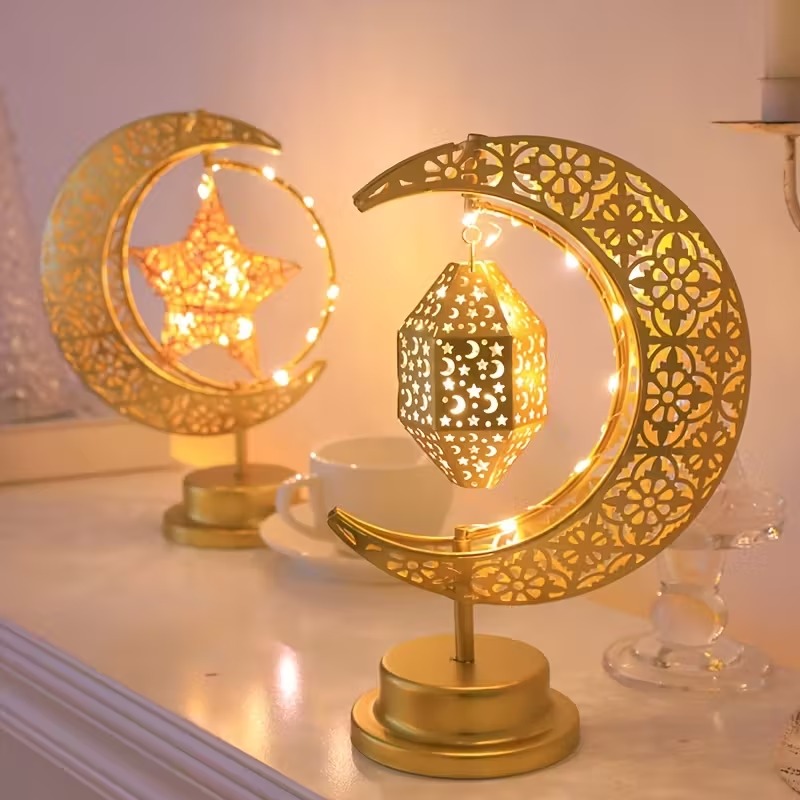 Led Moon Lamp - Lampu Malam LED Ramadan Berputar Bulan