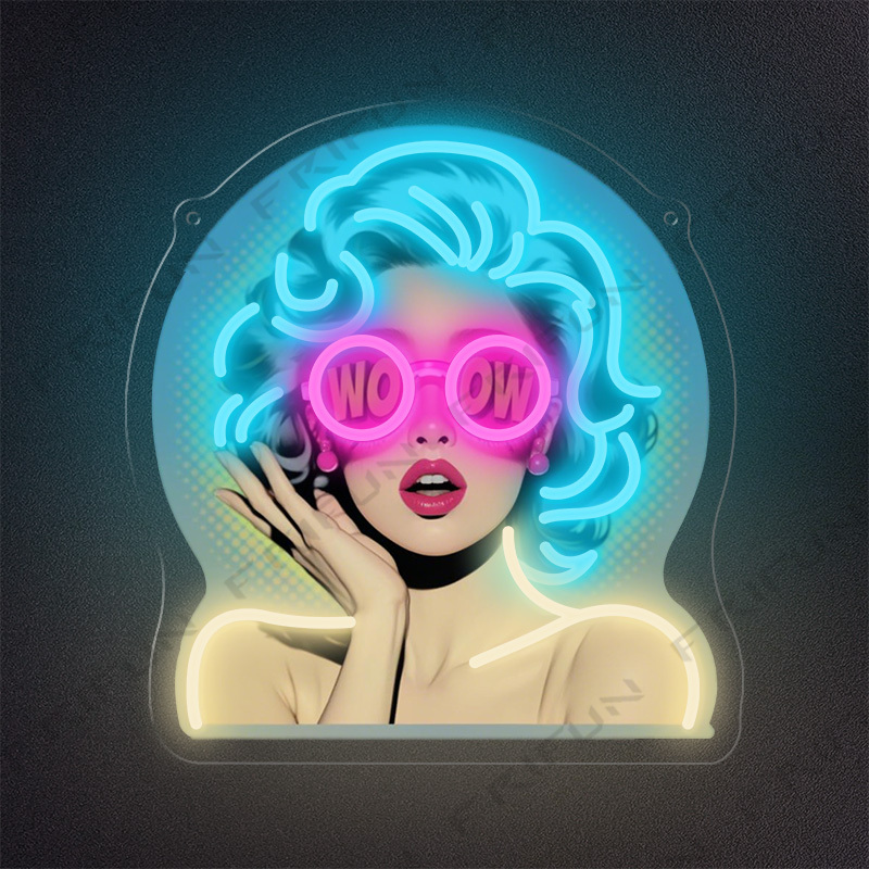 Lighting Decor Wow - Lampu Neon WOW Curl Girl dengan