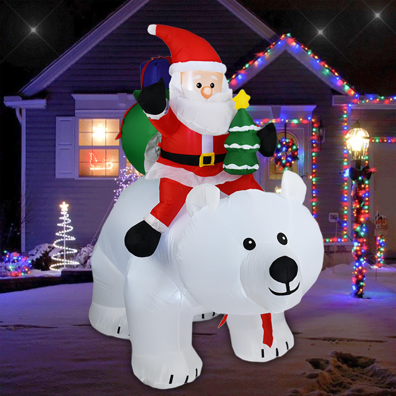 Lighting Tree Decor - Model Natal Tiup Santa Claus Mengendarai