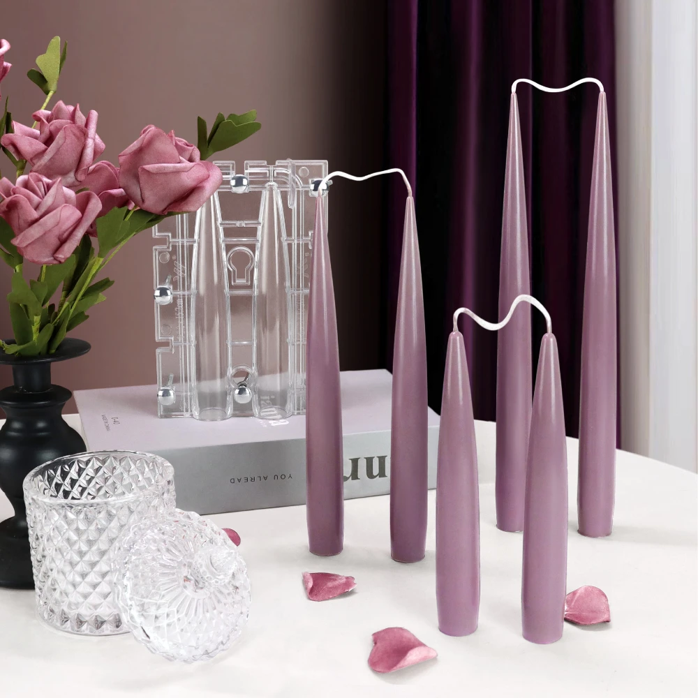 Candle Holder Set - Cetakan akrilik lilin kolom runcing ganda