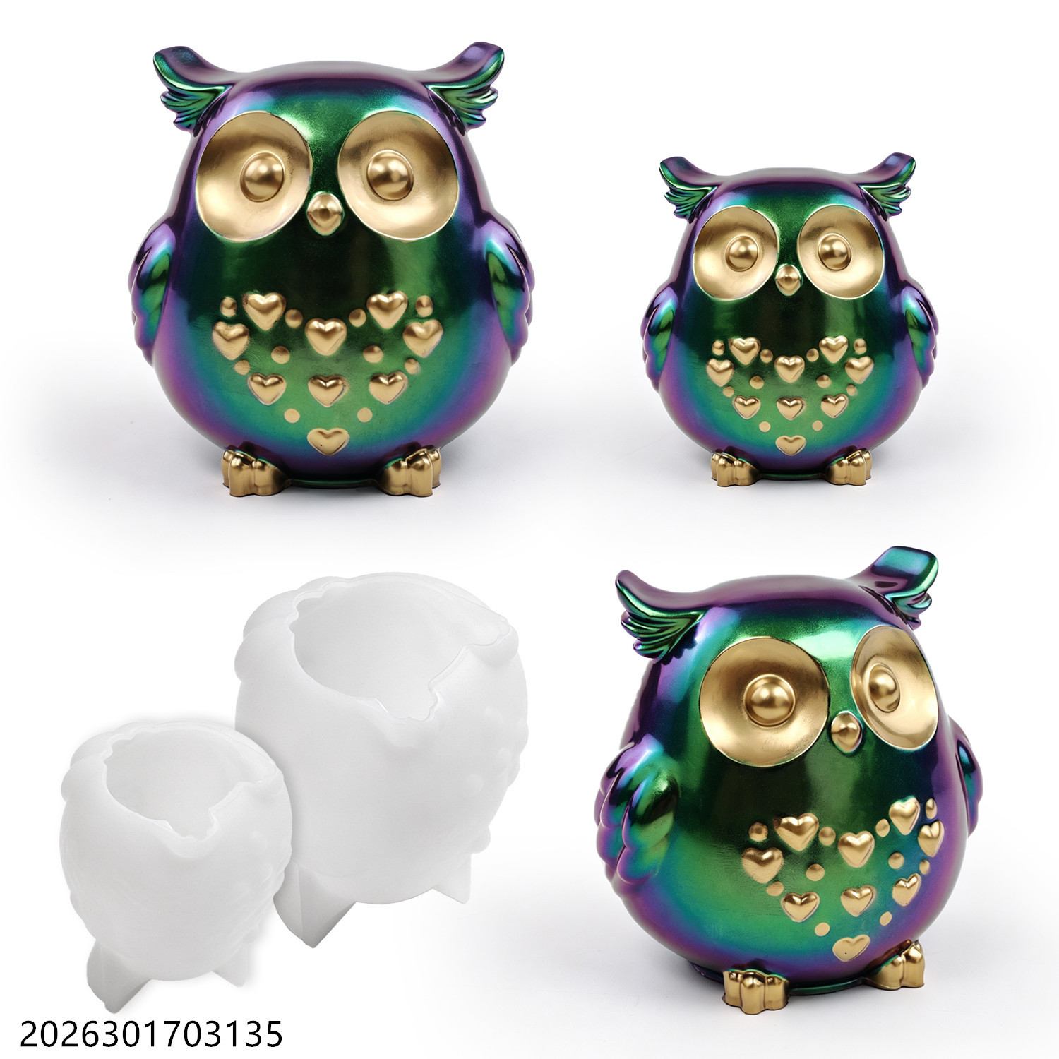 Candle Holder Set - Cetakan Silikon Burung Hantu 3D Bentuk