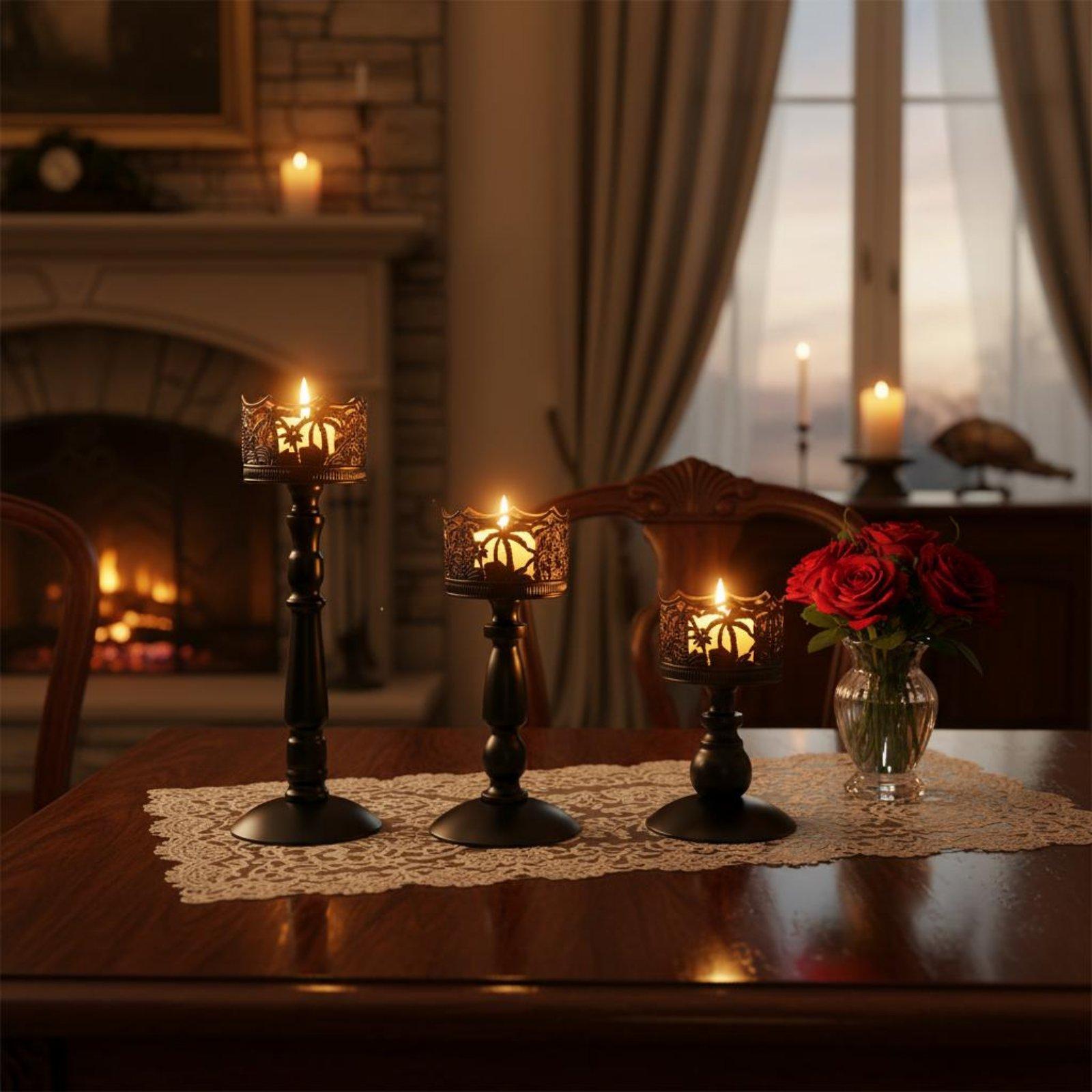 Tempat Lilin Besi Elegan Set T - Candle Holder Set ulasan dan harga