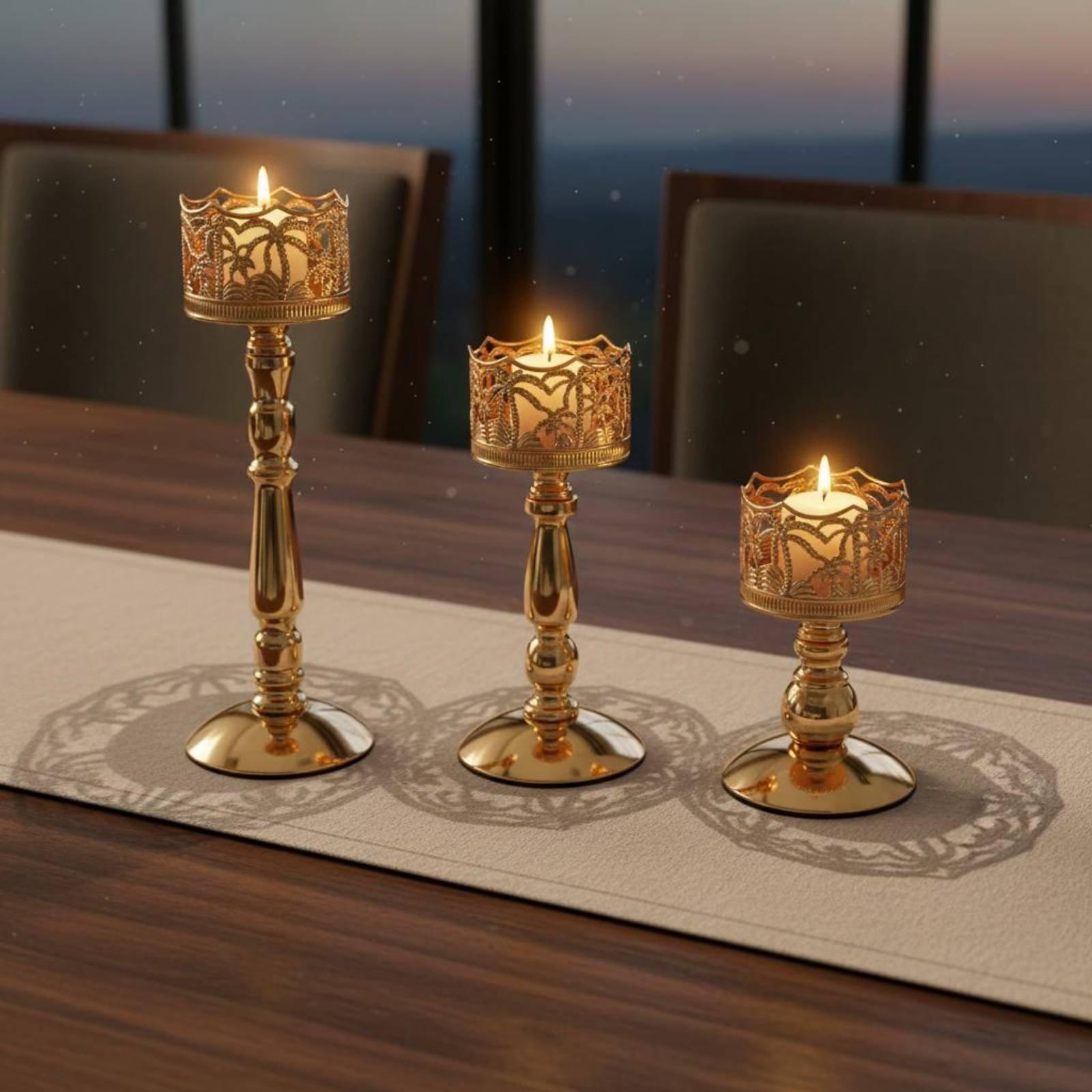 Tempat Lilin Besi Elegan Set T - Candle Holder Set ulasan dan harga