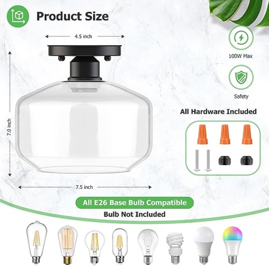 Lampu Plafon Semi Flush Mount  - Pendant Light Shade ulasan dan harga