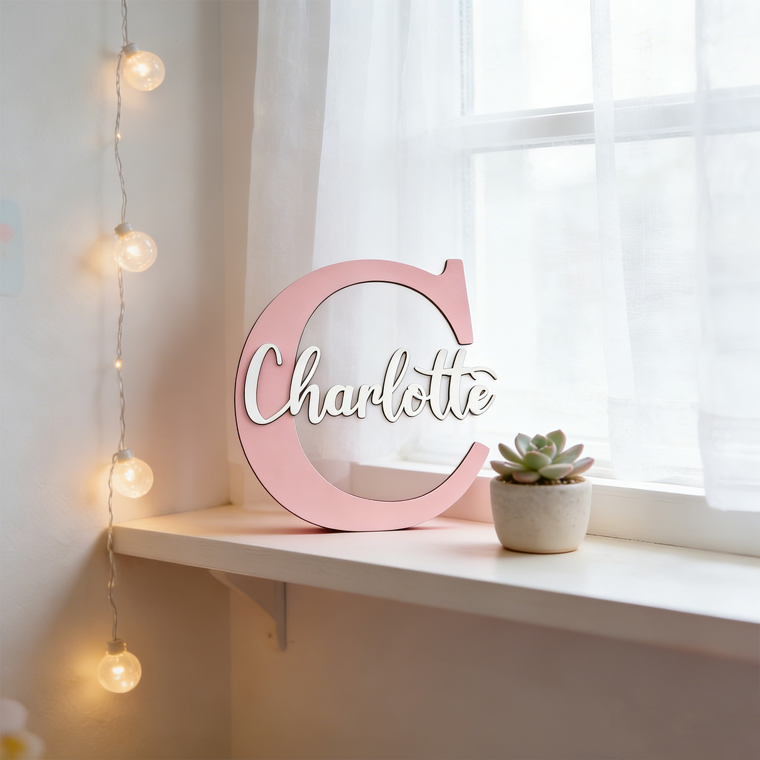 1pc Papan Nama Kayu Dua Lapis  - Lighting Decoration For Wedding ulasan dan harga