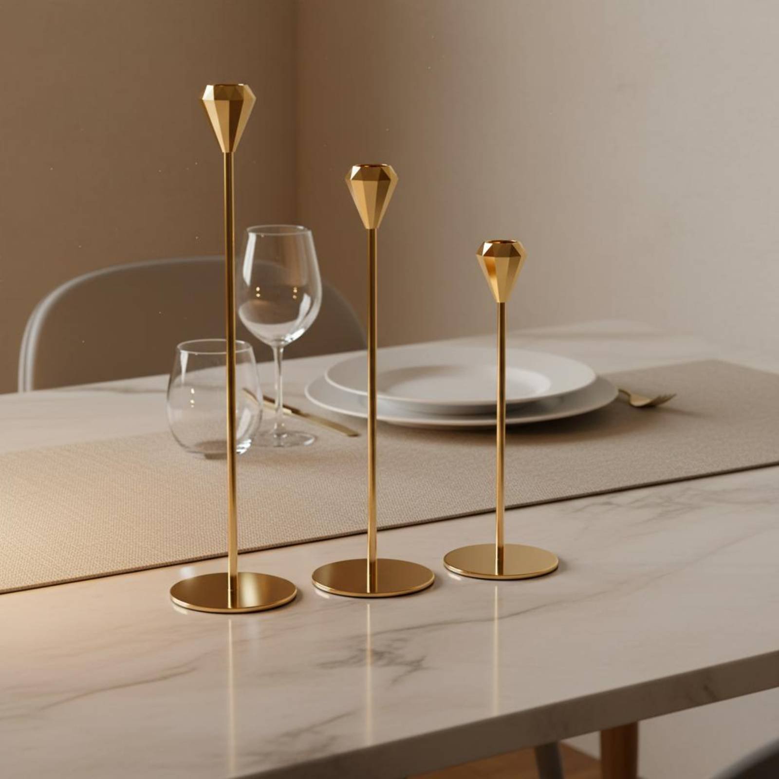 Set Lilin Kristal 3 Buah, Eleg - Candle Holder Set ulasan dan harga