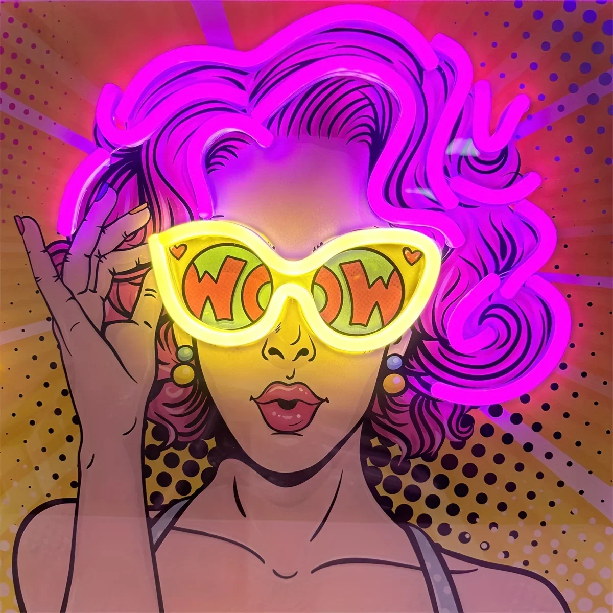 Wow Lady Pop Art LED Neon Sign - Lighting Decor Wow ulasan dan harga