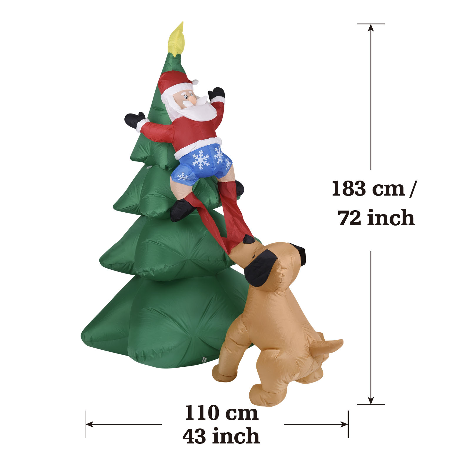 Anjing Tiup Natal dengan Santa - Lighting Tree Decor ulasan dan harga