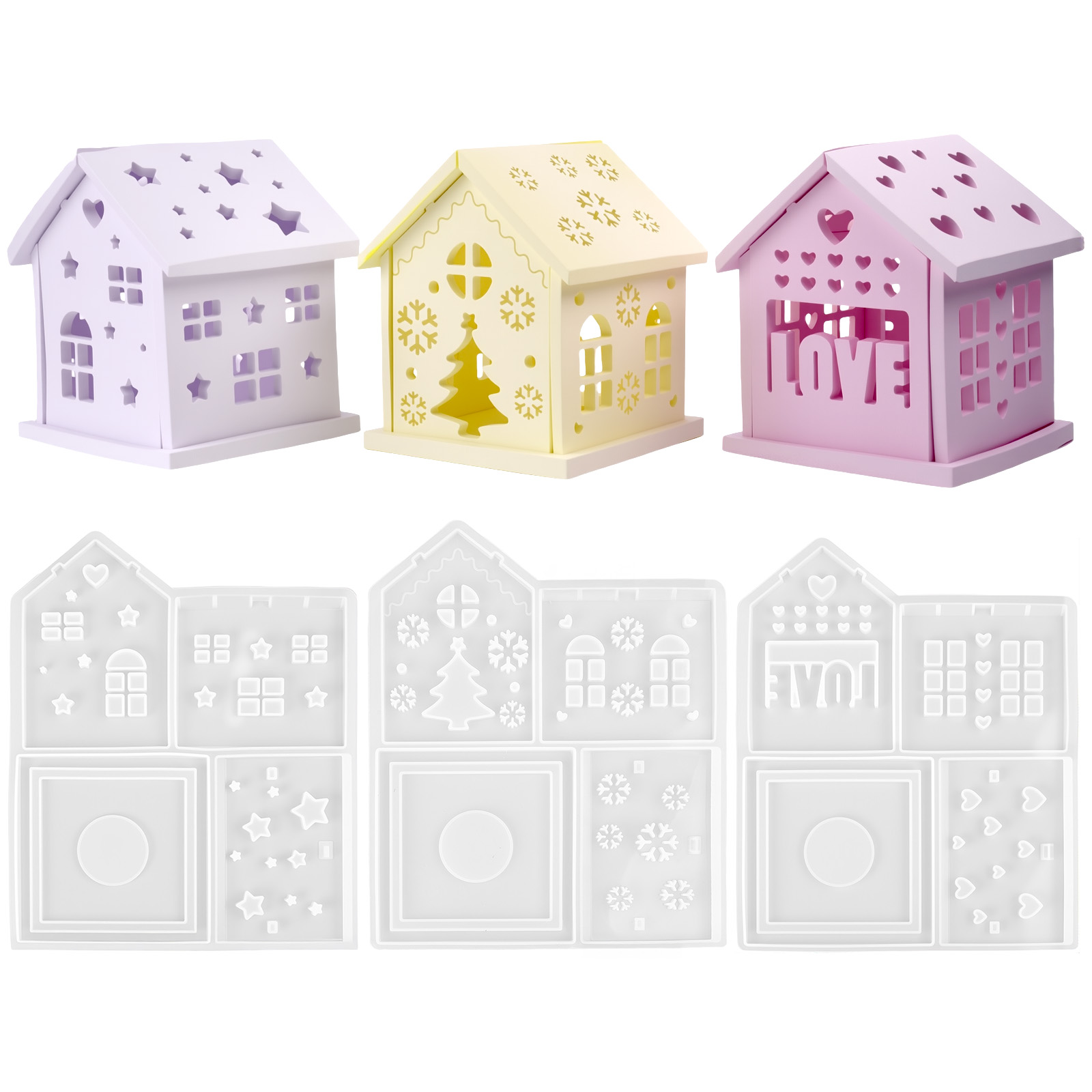 Cetakan Silikon Rumah 3D DIY P - Candle Holder Set ulasan dan harga