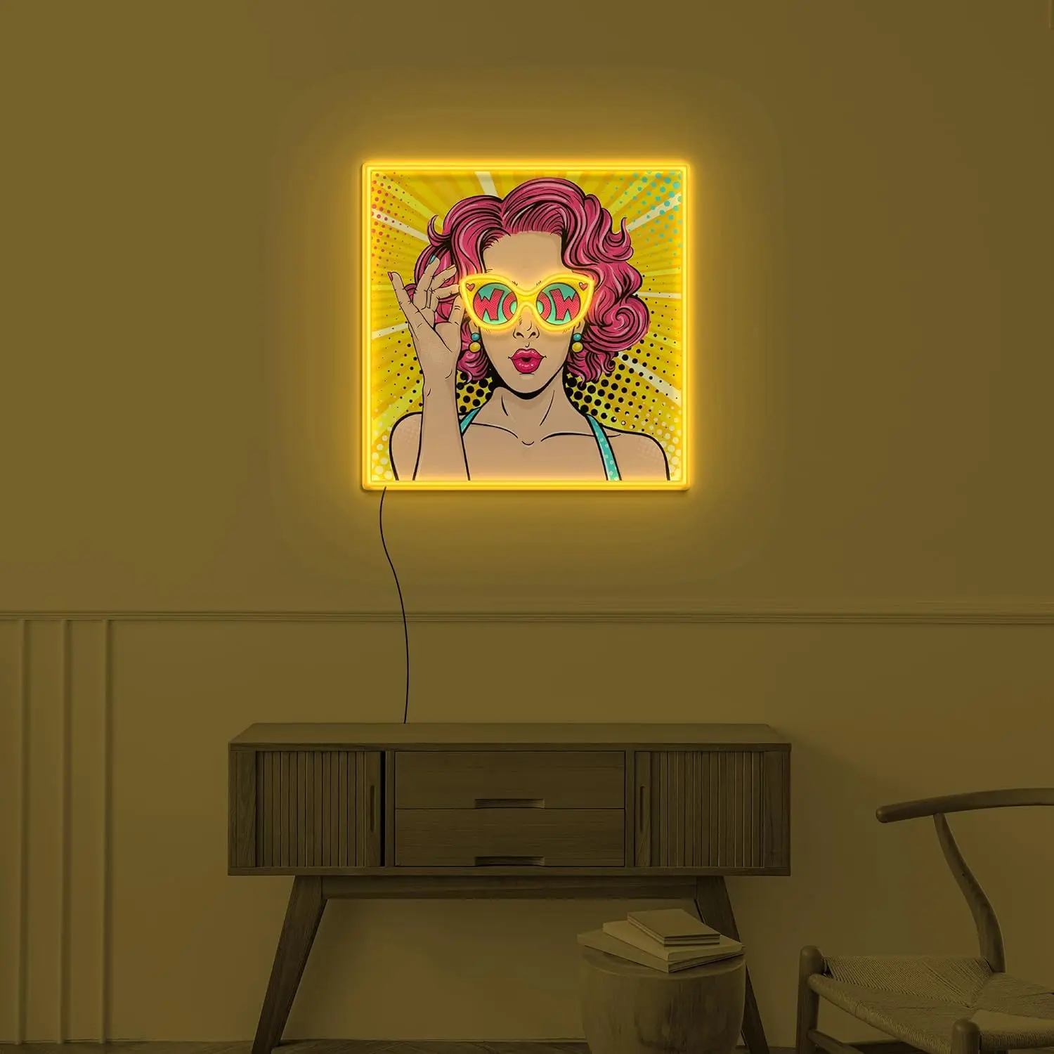 Wow Lady Uv Pop Neon Sign Comi - Lighting Decor Wow ulasan dan harga