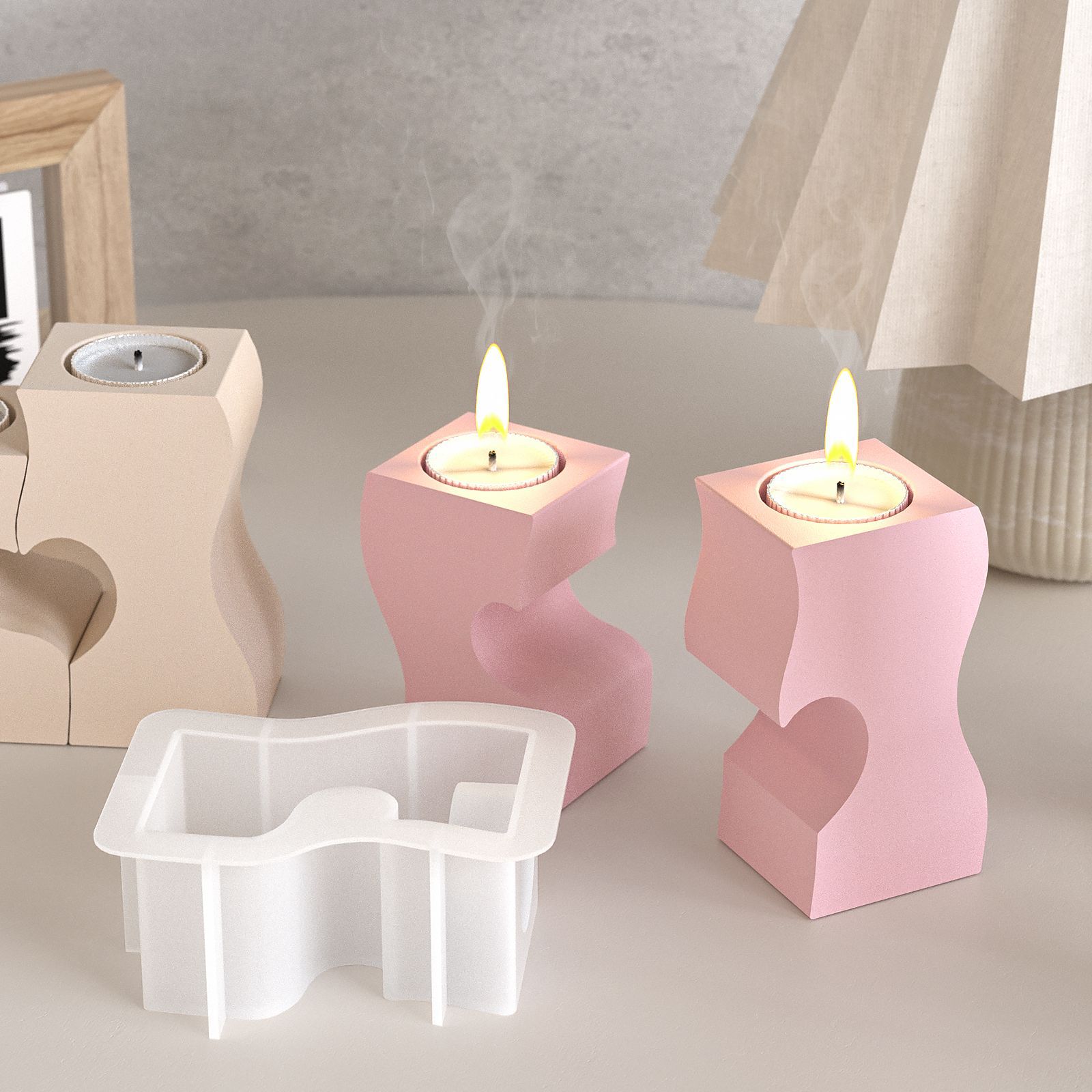 S Cetakan Silikon Lilin Hati D - Candle Holder Set ulasan dan harga