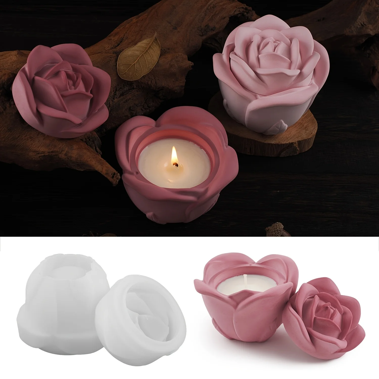 Cetakan Silikon Bentuk Mawar 2 - Candle Holder Set ulasan dan harga