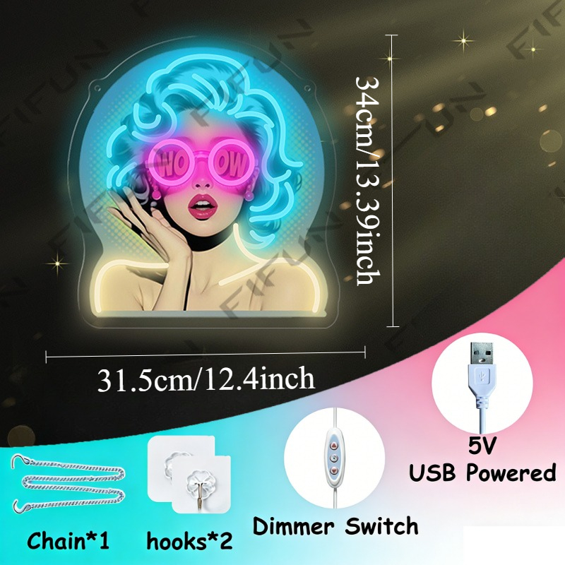 Lampu Neon WOW Curl Girl denga - Lighting Decor Wow ulasan dan harga